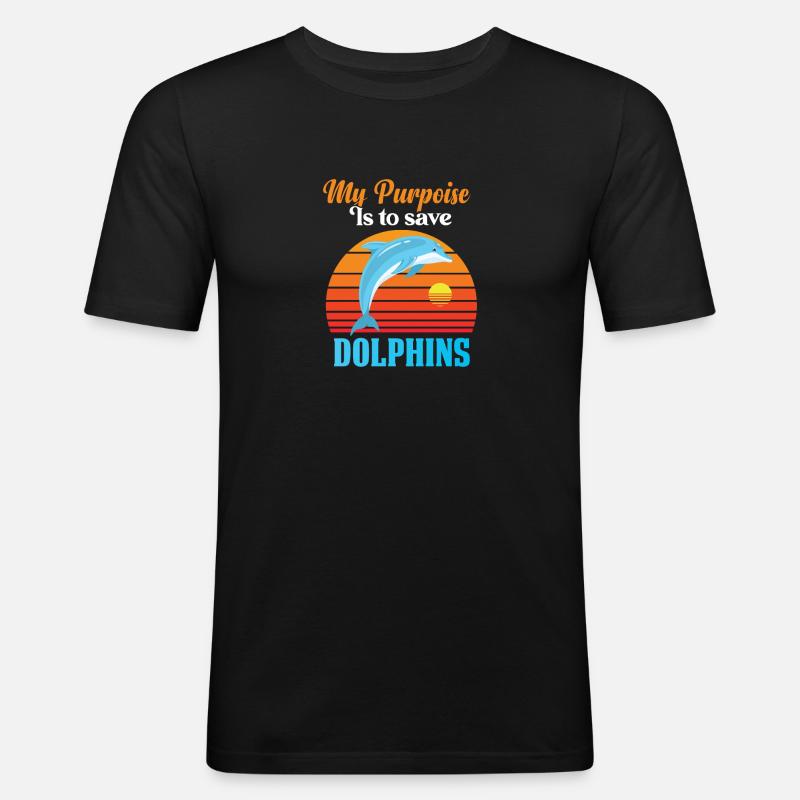 Delfin Delfine - Männer Slim Fit T-Shirt - Schwarz
