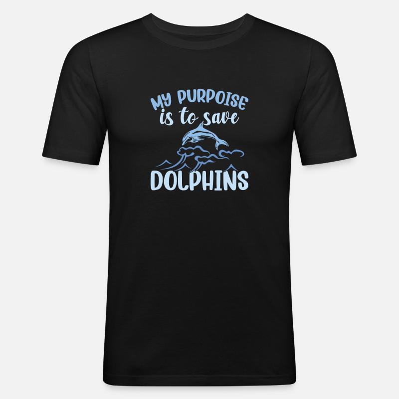 Delfin Delfine - Männer Slim Fit T-Shirt - Schwarz
