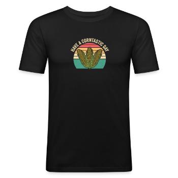 Passez une journée cornastique - T-shirt près du corps Homme - noir - Devant - Nik (191cm)