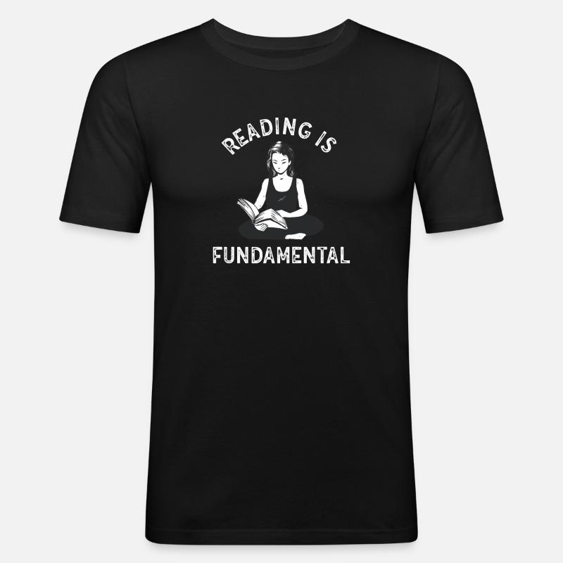 Reading Is Fundamental - Männer Slim Fit T-Shirt - Schwarz