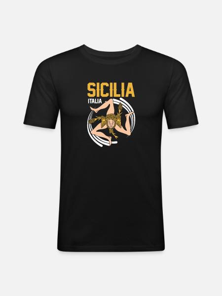 Sicily flag Sicily Palermo Italy - Men's Slim Fit T-Shirt - black