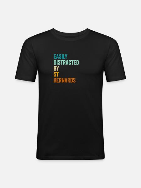 Facilement distrait par St Bernards - T-shirt près du corps Homme - noir