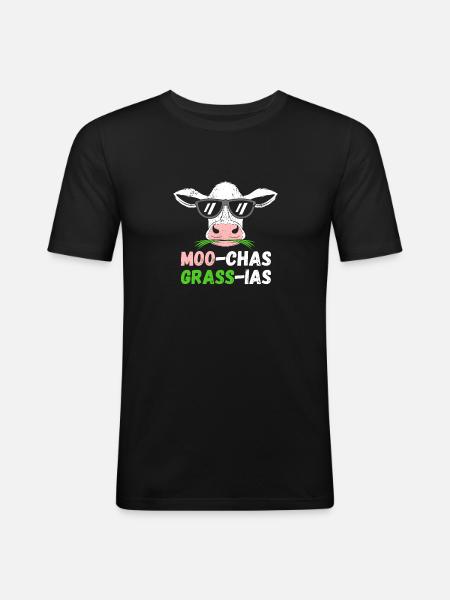 Moo chas Grass ias - Men's Slim Fit T-Shirt - black
