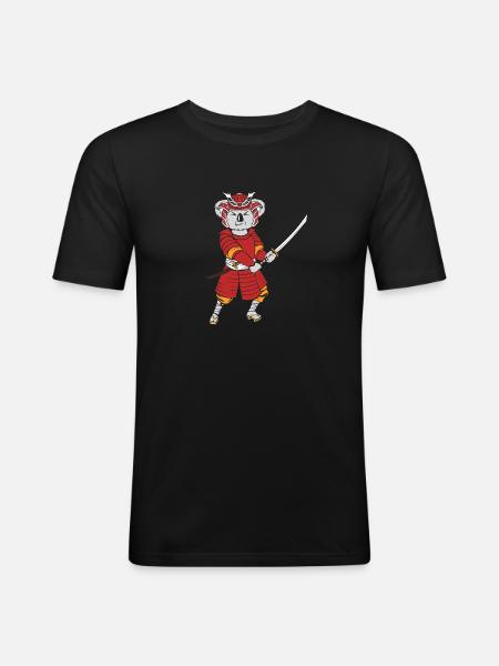 Koala samurai - Männer Slim Fit T-Shirt - Schwarz
