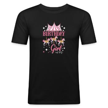 Karrusel fødselsdagsfest fødselsdagspige - Herre Slim Fit T-Shirt - sort - Foran - Nik (191cm)