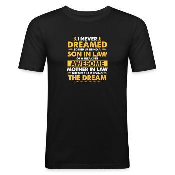Je n’ai jamais rêvé que je finirais par être un gendre - T-shirt près du corps Homme - noir - Devant - Nik (191cm)