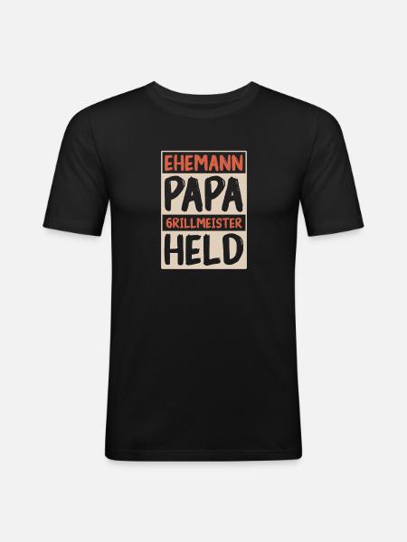 Ehemann Papa Grillmeister - Männer Slim Fit T-Shirt - Schwarz