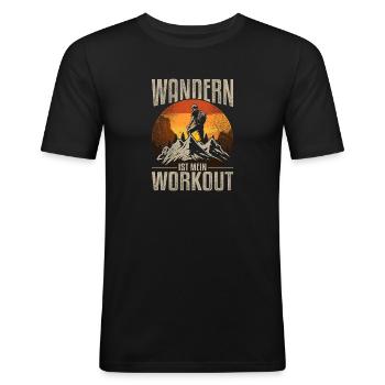Wandern Lustig Workout für Wanderer Bergsteiger - Männer Slim Fit T-Shirt - Schwarz - Vorne - Nik (191cm)