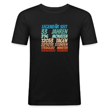 Legendär seit 33 Jahre alt 33. Geburtstag Frauen - Männer Slim Fit T-Shirt - Schwarz - Vorne - Nik (191cm)