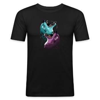 Hungrige Wölfe - Männer Slim Fit T-Shirt - Schwarz - Vorne - Nik (191cm)