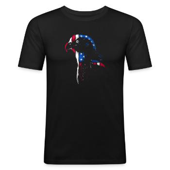 Aigle drapeau des États-Unis - T-shirt près du corps Homme - noir - Devant - Nik (191cm)