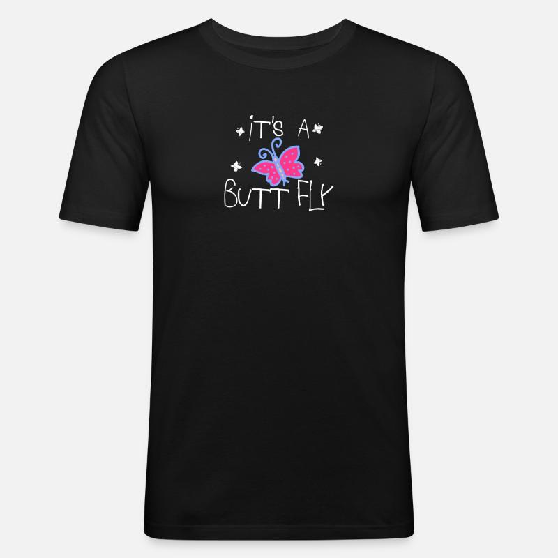 It's a butt fly | Butterfly - Men's Slim Fit T-Shirt - black