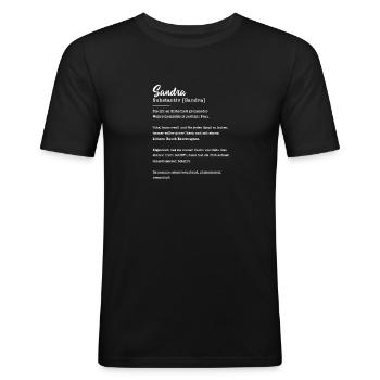 Sandra Substantiv Namensbedeutung Herkunft - Männer Slim Fit T-Shirt - Schwarz - Vorne - Nik (191cm)