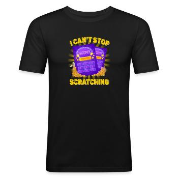 Ich kann nicht aufhören zu kratzen - Männer Slim Fit T-Shirt - Schwarz - Vorne - Nik (191cm)