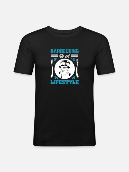 BARBECUING IS A LIFESTYLE - Men's Slim Fit T-Shirt - black