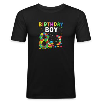 Geburtstagskind Bauklötze 14 Jahre Alt - Männer Slim Fit T-Shirt - Schwarz - Vorne - Nik (191cm)
