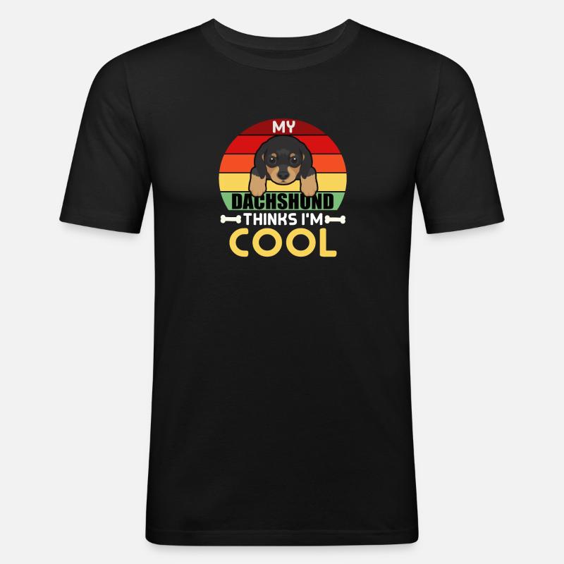 Mein Dackel Think I'm Cool - Männer Slim Fit T-Shirt - Schwarz