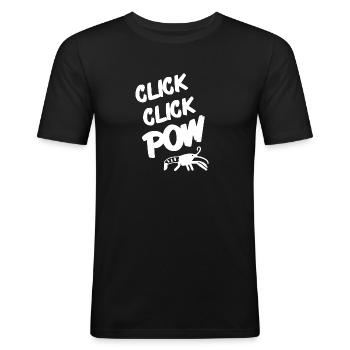 CLIQUEZ CLIQUEZ SUR POW Retro Funny Pistol Shrimp Designs - T-shirt près du corps Homme - noir - Devant - Nik (191cm)
