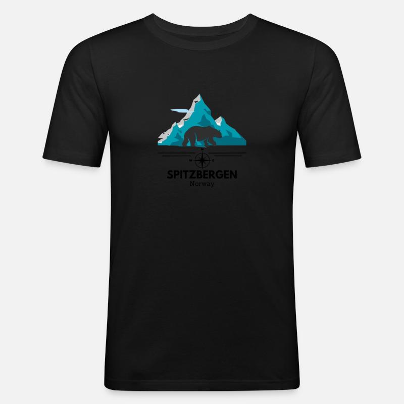 Norway Spitzbergen Design - Männer Slim Fit T-Shirt - Schwarz
