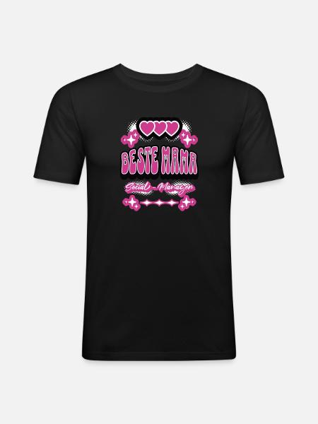 Beste Mama Pink - Männer Slim Fit T-Shirt - Schwarz