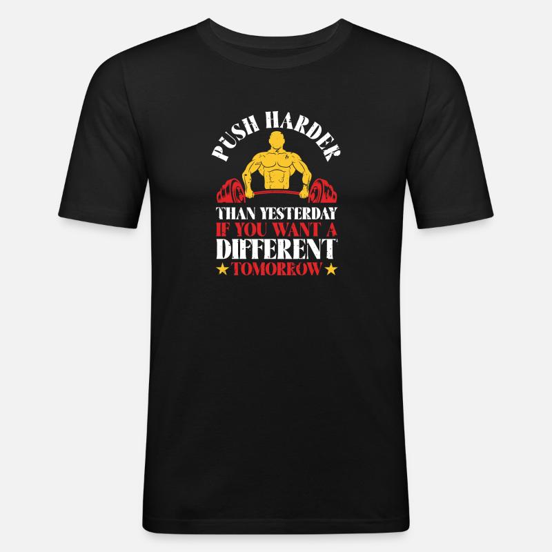 push harder thanyesterday - Männer Slim Fit T-Shirt - Schwarz