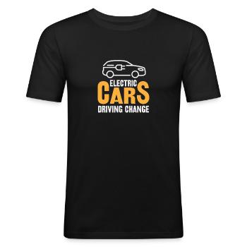 Elektrofahrzeug Elektroautos Als Motor Des Wandels - Männer Slim Fit T-Shirt - Schwarz - Vorne - Nik (191cm)