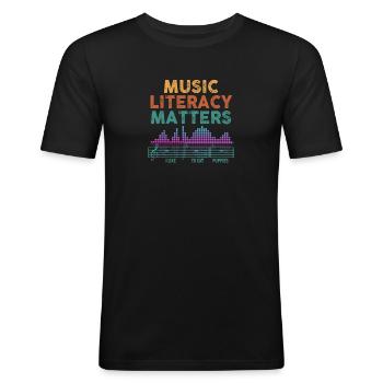 La littératie musicale, ça compte - T-shirt près du corps Homme - noir - Devant - Nik (191cm)