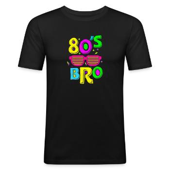 80er 80er Jahre Bro Vintage Retro Fan der 80er Jahre - Männer Slim Fit T-Shirt - Schwarz - Vorne - Nik (191cm)