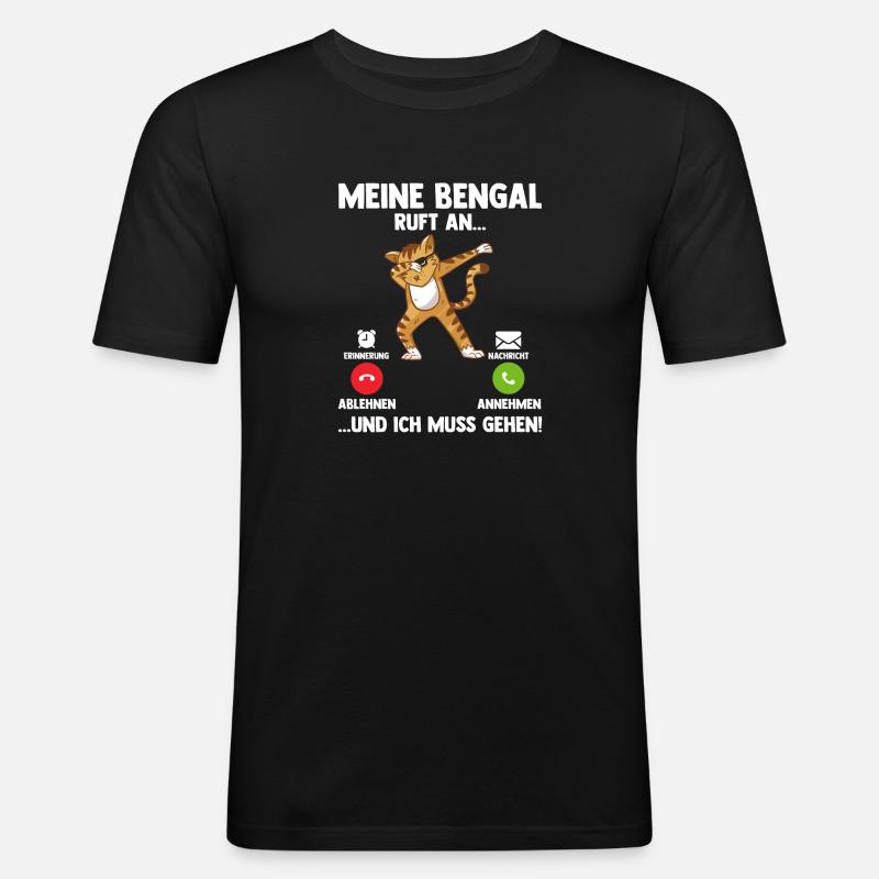 Katze Bengalkatze - Männer Slim Fit T-Shirt - Schwarz