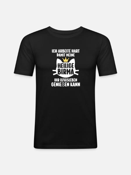 Heilige Birma Katze - Männer Slim Fit T-Shirt - Schwarz