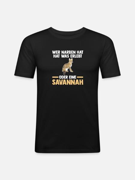 Savannah Katze - Männer Slim Fit T-Shirt - Schwarz