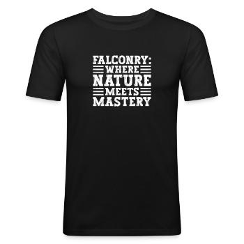 Falknerei Wo Natur Auf Meisterschaft Trifft - Männer Slim Fit T-Shirt - Schwarz - Vorne - Nik (191cm)