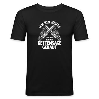 Baumfäller Holzfäller Kettensäge Zimmermann - Männer Slim Fit T-Shirt - Schwarz - Vorne - Nik (191cm)