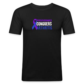 L’arthrite ne vaincra pas ma conscience - T-shirt près du corps Homme - noir - Devant - Nik (191cm)