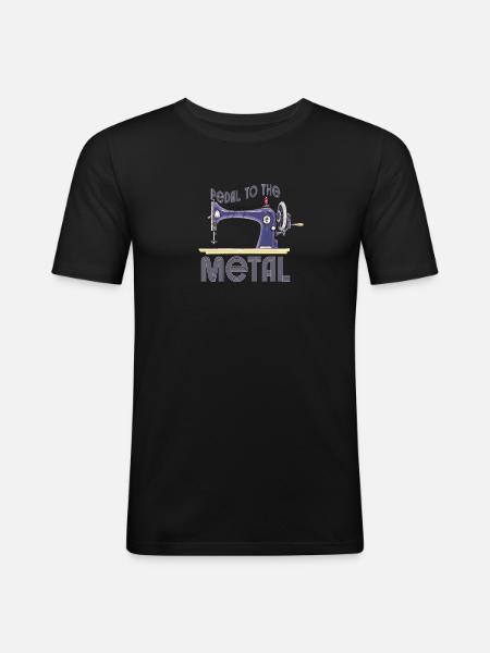 Pedal zur Metallnähmaschine - Männer Slim Fit T-Shirt - Schwarz