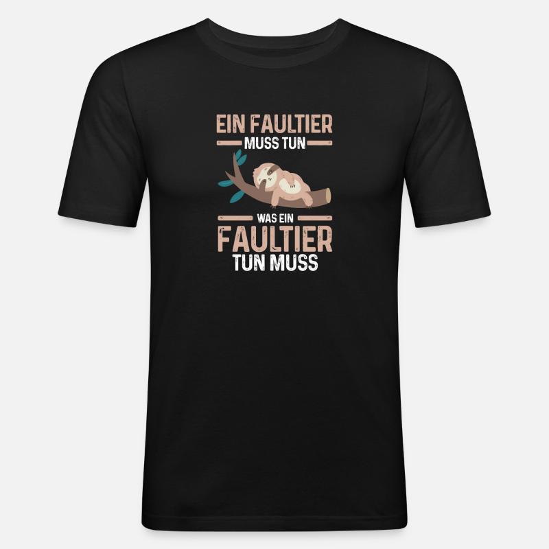 Faultier - Männer Slim Fit T-Shirt - Schwarz