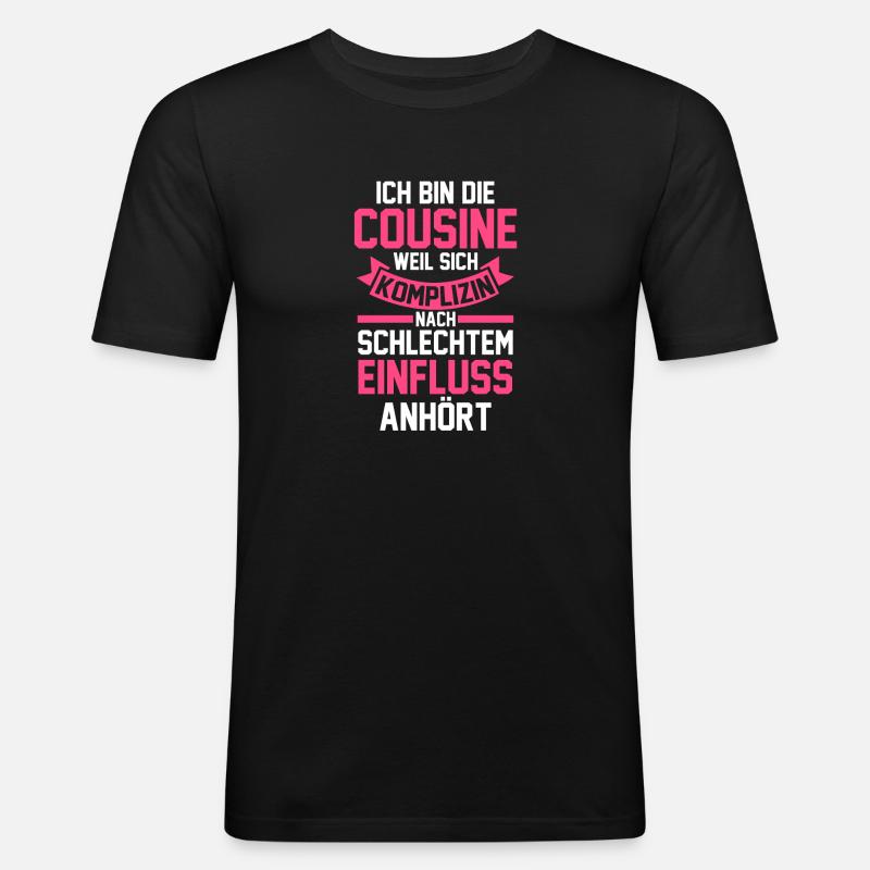 Cousinee - Männer Slim Fit T-Shirt - Schwarz