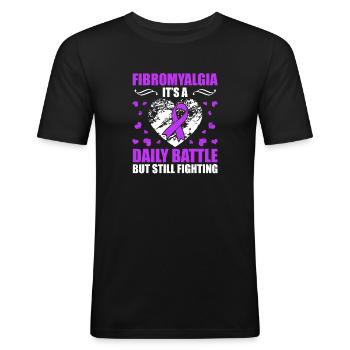 Fibromyalgie Es Ist Ein Täglicher Kampf, Aber Ich - Männer Slim Fit T-Shirt - Schwarz - Vorne - Nik (191cm)