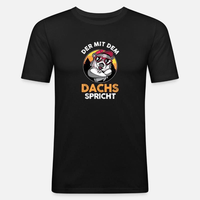 Tiermotiv Dachs - Männer Slim Fit T-Shirt - Schwarz
