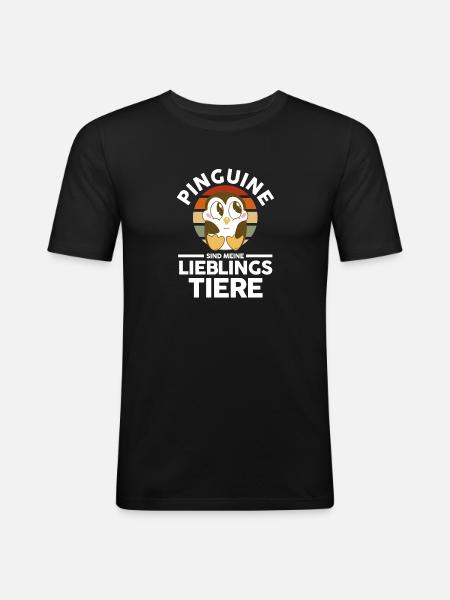 Tiermotiv Pinguin - Männer Slim Fit T-Shirt - Schwarz