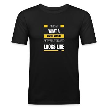 Newbie virtual software developer - Men's Slim Fit T-Shirt - black - Front - Nik (191cm)