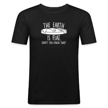 La terre est plate, vous ne le saviez pas ? - T-shirt près du corps Homme - noir - Devant - Nik (191cm)