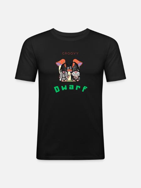 Groovy Dwarf, Skelton, Mushroom . - Men's Slim Fit T-Shirt - black