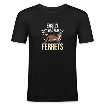 Jolie belette drôle facilement distraite par les furets - T-shirt près du corps Homme - noir - Devant - Nik (191cm)