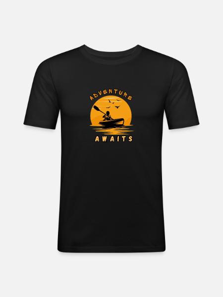 Adventure Awaits Kayak - Men's Slim Fit T-Shirt - black