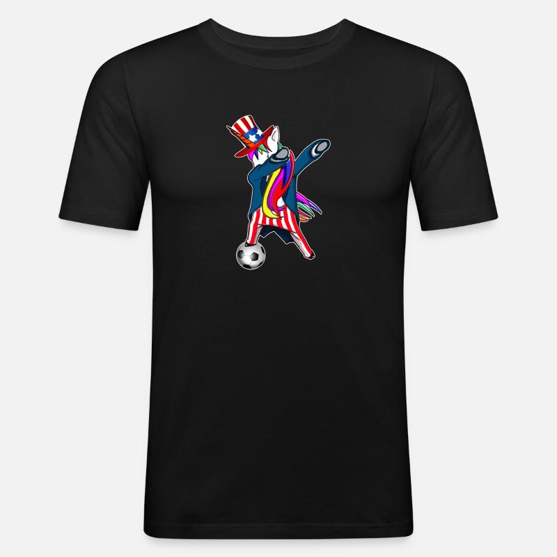 4. Juli Dabbing US-Einhorn - Männer Slim Fit T-Shirt - Schwarz
