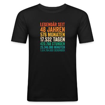 48 Jahre Achtundvierzigster Geburtstag - Männer Slim Fit T-Shirt - Schwarz - Vorne - Nik (191cm)