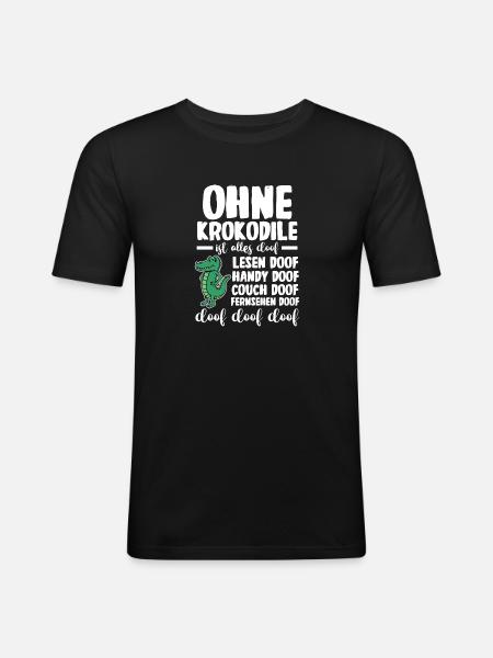 Krokodile - Männer Slim Fit T-Shirt - Schwarz