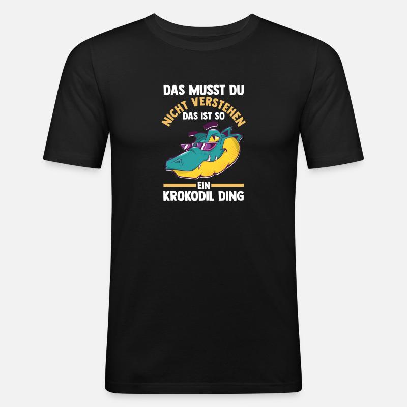 Krokodile - Männer Slim Fit T-Shirt - Schwarz