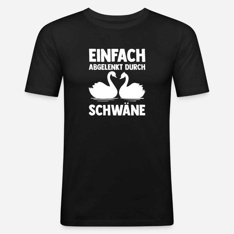 Schwan - Männer Slim Fit T-Shirt - Schwarz